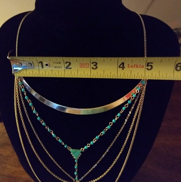 NWOT Boho Egyptian Style Multi-Tier Gold Bar Nklc - Picture 5 of 8